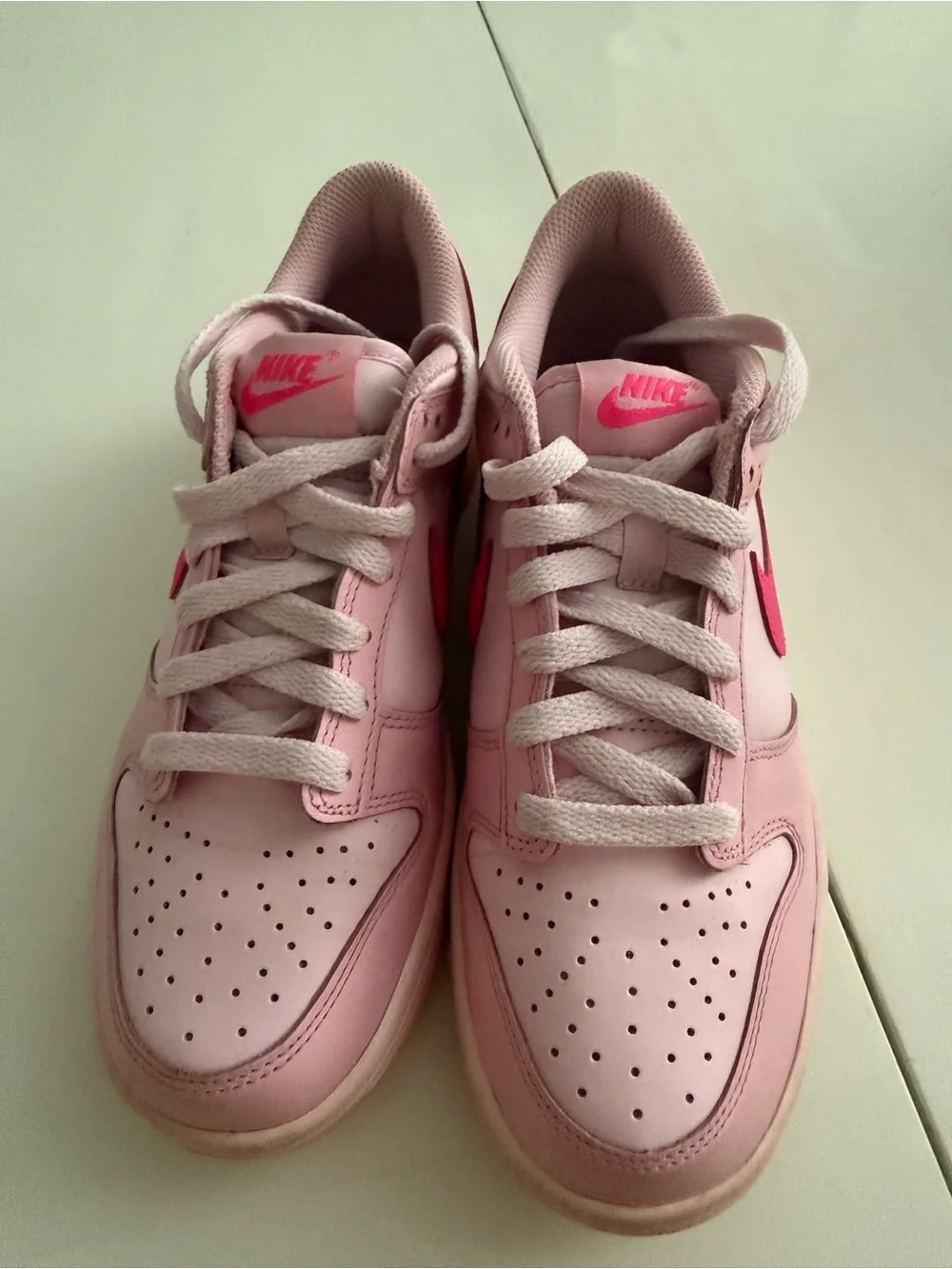 Nike Dunk Low Pink with hot pink swoosh